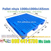 Pallet nhựa 1000x1000x165mm màu xanh duong