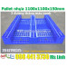 Pallet nhựa 1100x1100x150mm màu xanh 3 đường thẳng