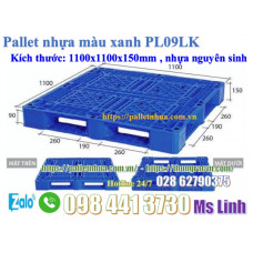 Pallet nhựa màu xanh 1100x1100x150mm PL09LK