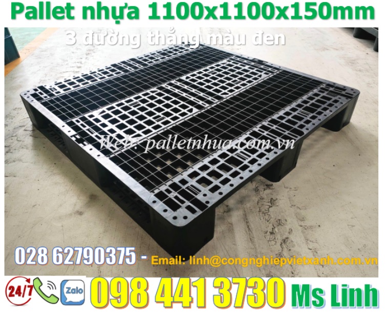 pallet-nhua-1100x1100x150mm-3-duong-thang-mau-den