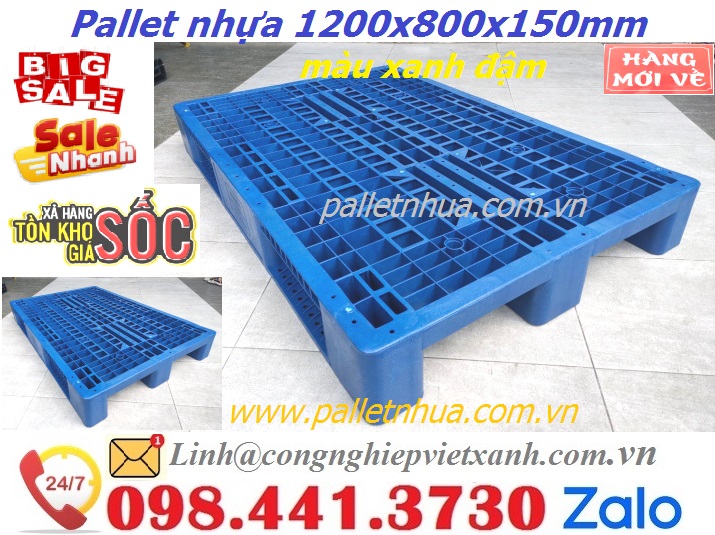 Pallet nhựa 1200x800x150mm xanh đậm