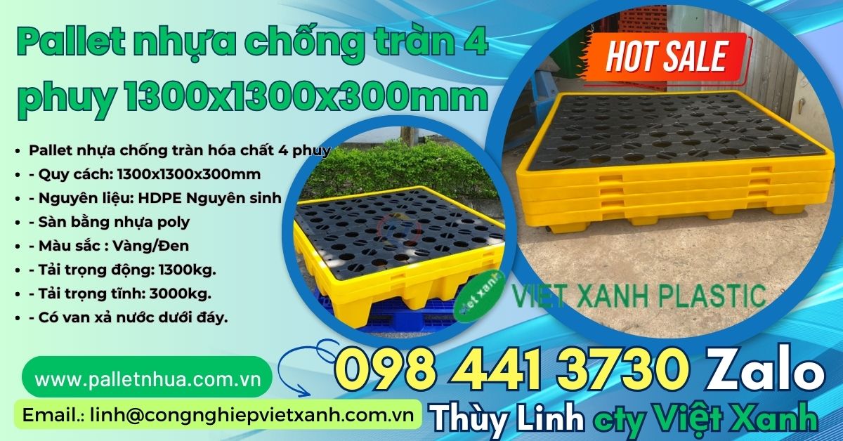 Pallet kê phuy dầu chống tràn 4 phuy