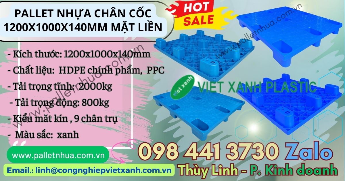 Pallet nhựa chịu nhiệt màu xanh