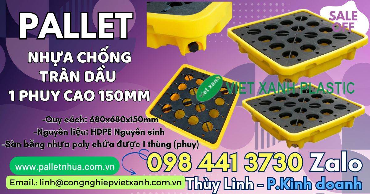 Pallet nhựa chống tràn dầu
