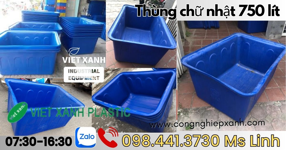 Thùng nhựa chữ nhật 100 lít