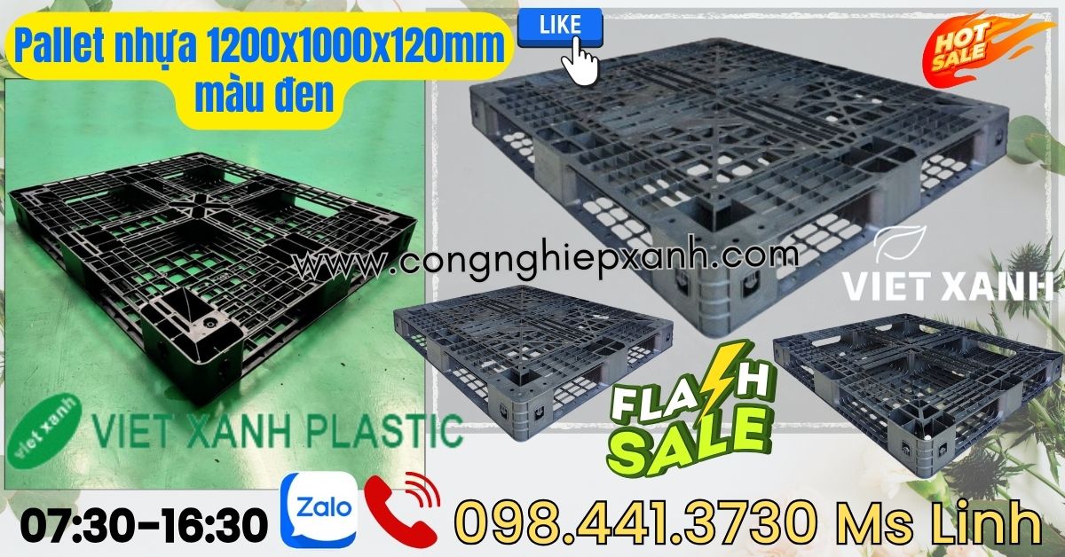 Pallet-nhua-1200x1000x120mm-mau-den-sale