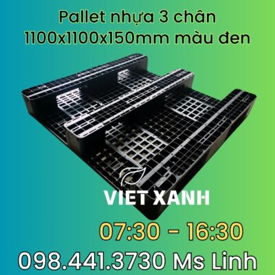 Pallet-nhua-3-chan-1100x1100x150mm-mau-den-1